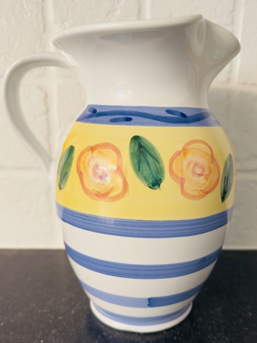Caleca Sorrento Water Pitcher Vintage Hand Painted 64oz